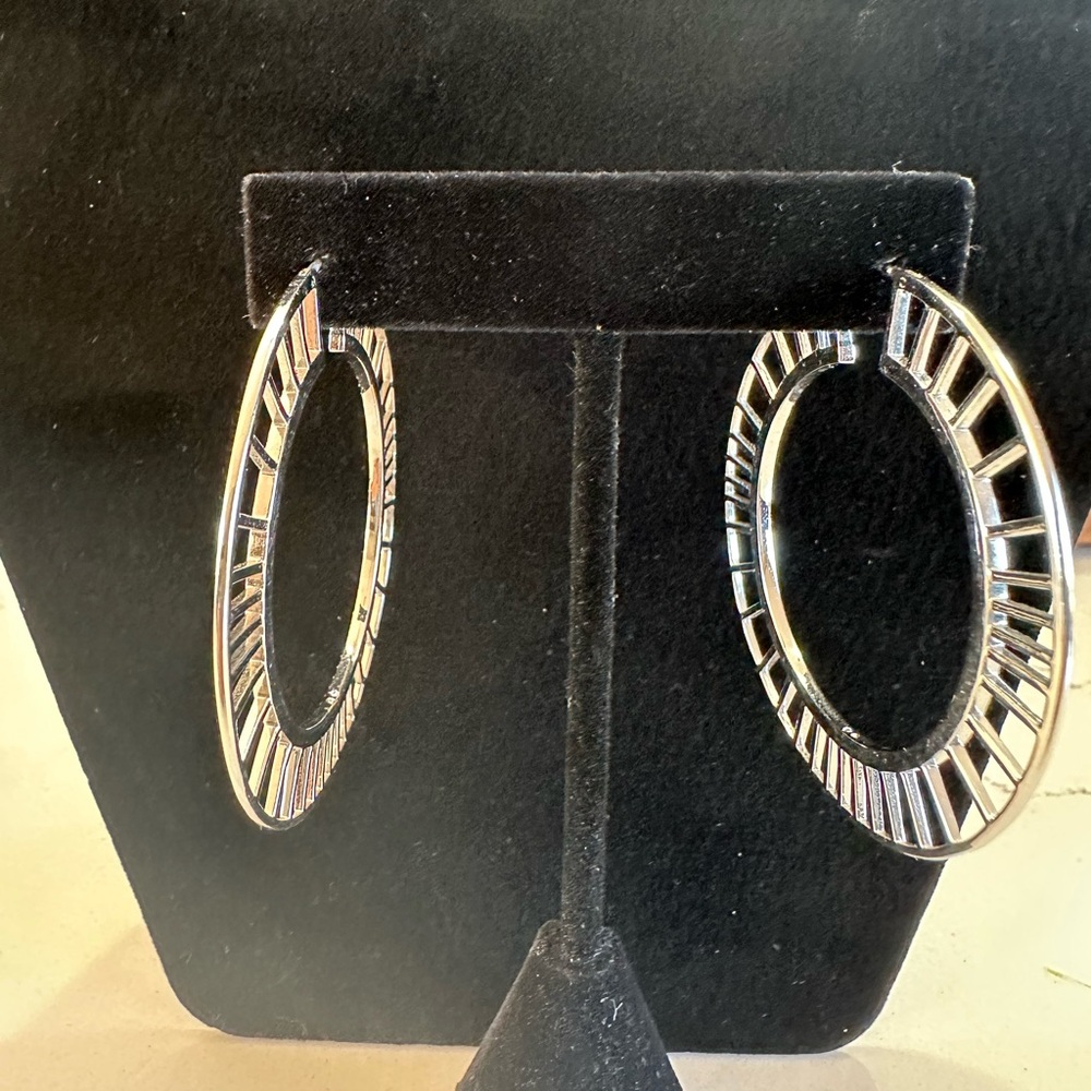 Swarovski Silver Lace Hoop Earrings - Picture 3 of 6